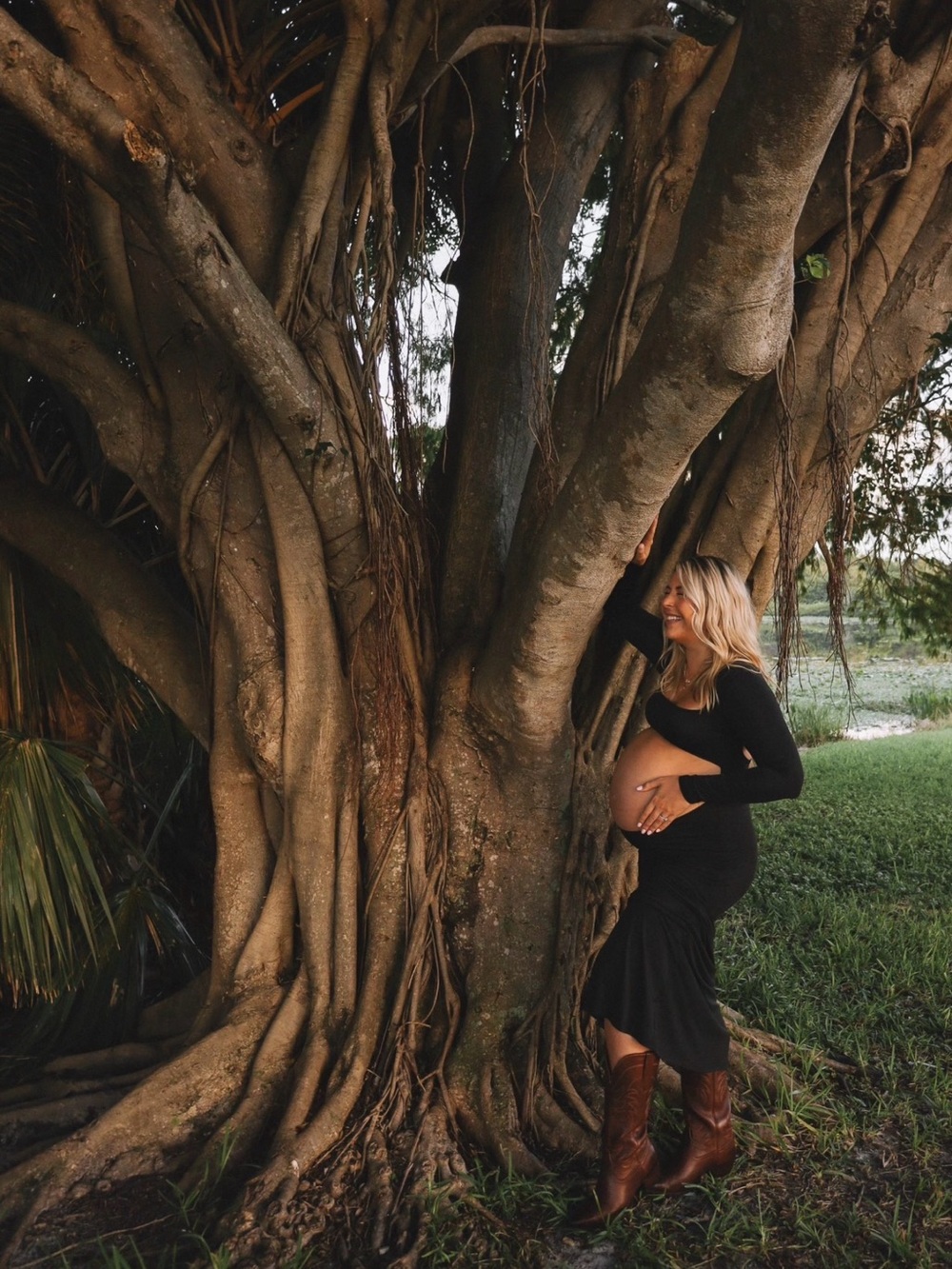 Maternity Black Cutout Maxi Skirt by